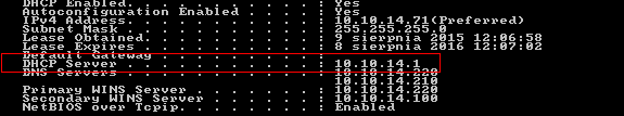DHCP Ipconfig Configuration