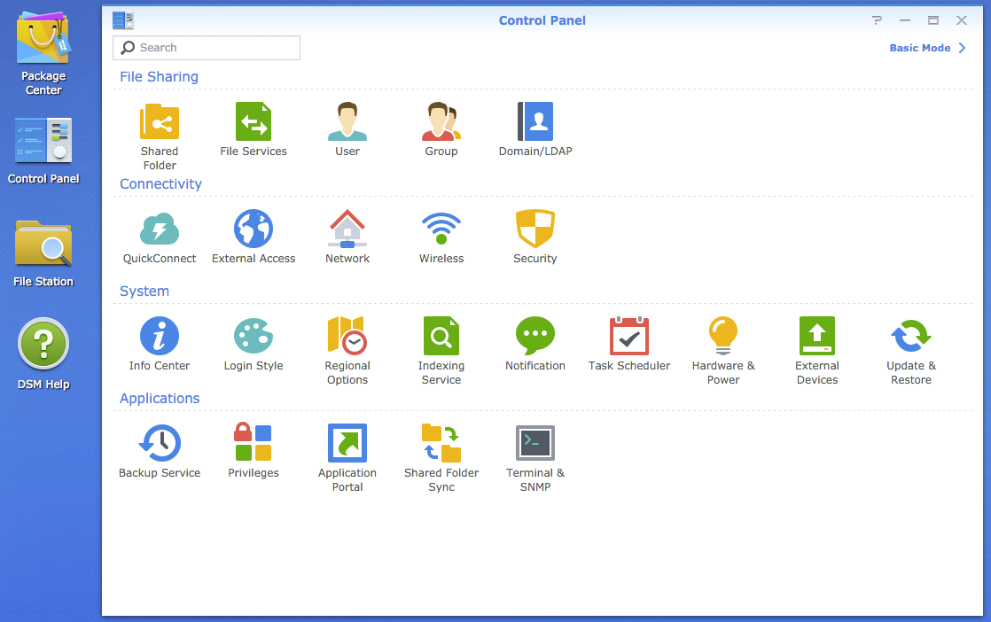 Synology Control Panel with Task Scheduler highlighted