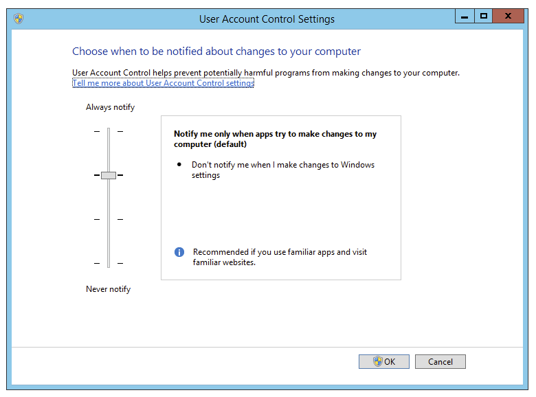 Registry file opened in Notepad for enabling UAC defaults again