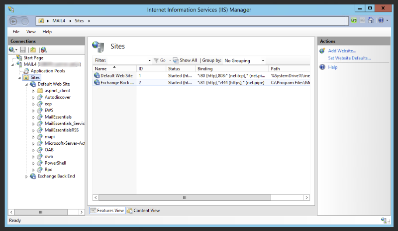 GFI – How to move GFI MailEssentials 20 to different IIS website