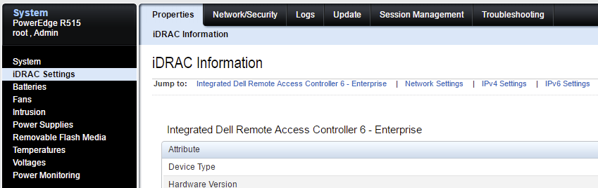 Dell iDRAC 6 Network Security tab in iDRAC settings