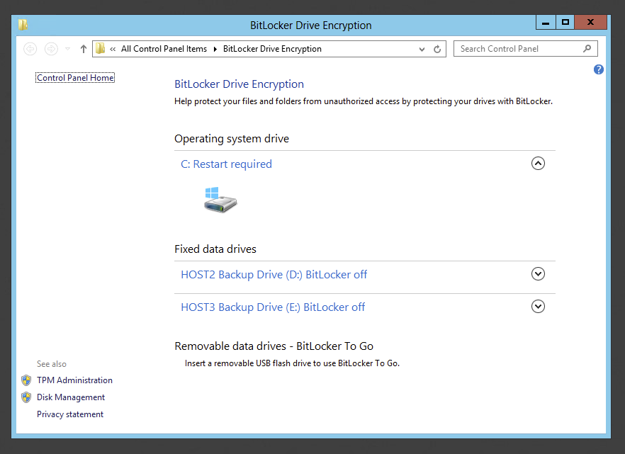 Message indicating BitLocker encryption has not started yet before reboot