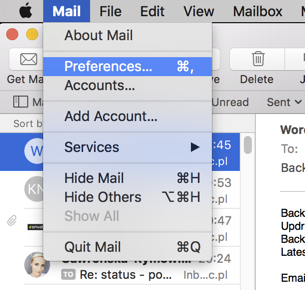 Mail preferences window with the Signatures tab open on Mac OS X