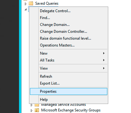 Active Directory object Properties window opened to edit security settings directly