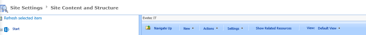 SharePoint Online site action showing a permission is denied error
