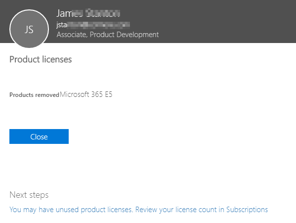 Synchronization results showing the user matched back to Active Directory by UPN