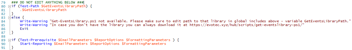 Old configuration snippet with the Test-Prerequisite check in the config file