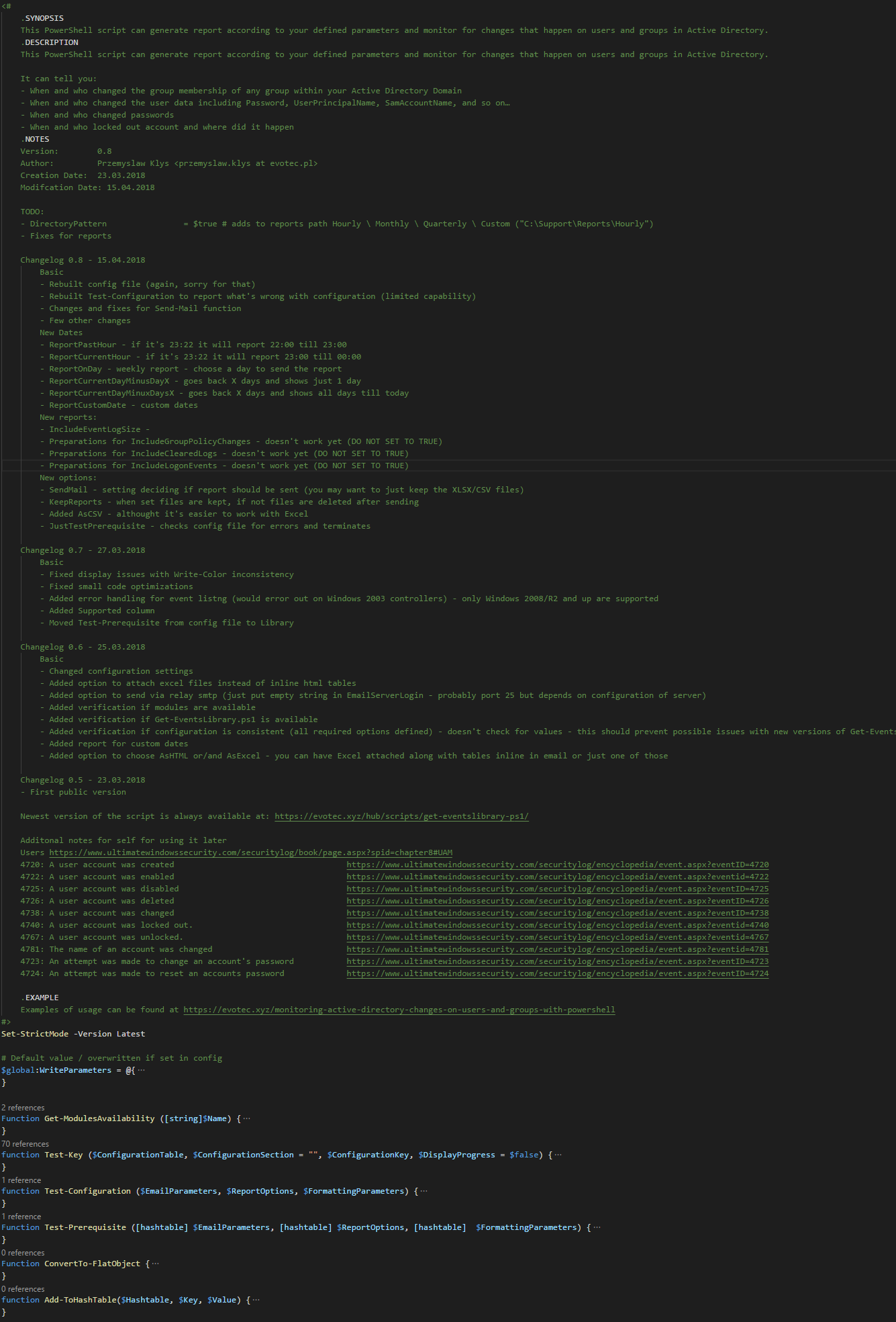Get-EventsLibrary.ps1 main PowerShell library script