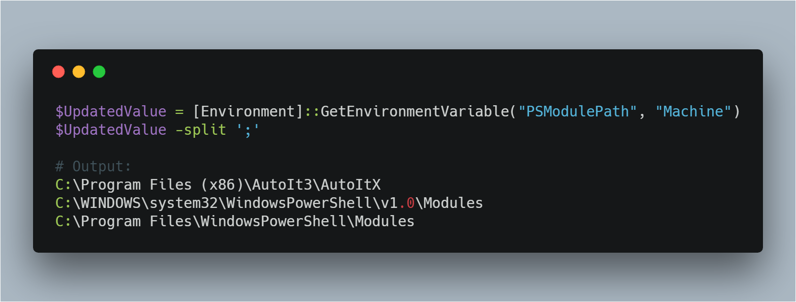 Restored PSModulePath entries in PowerShell