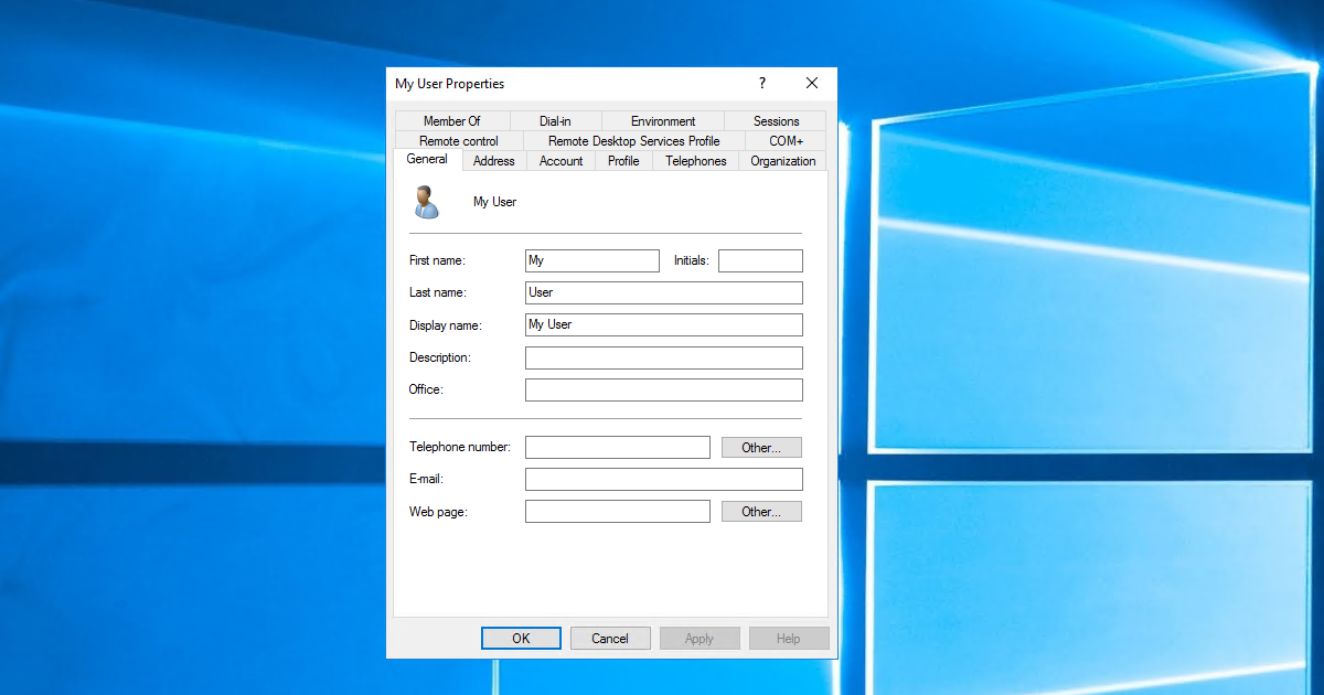 Azure portal user profile showing an empty Mail field before the Azure AD Connect change