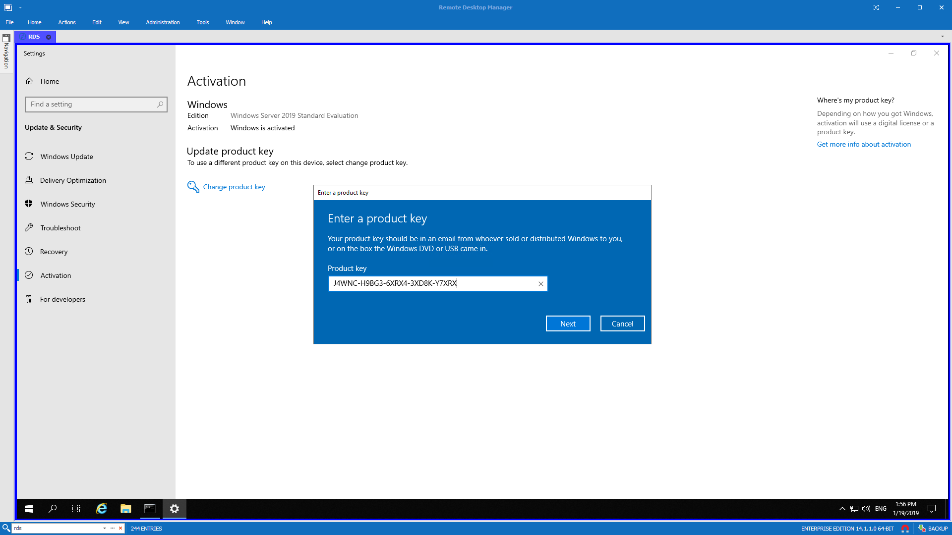 Windows 2019 - Windows License Expired