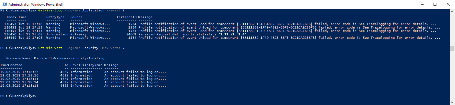 Get-EventLog vs Get-WinEvent