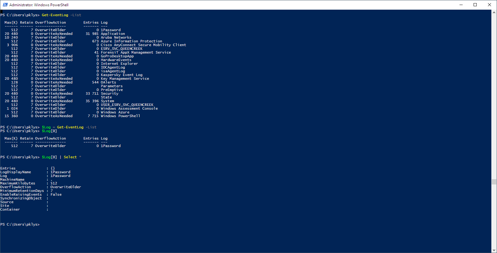 Get-EventLog -List