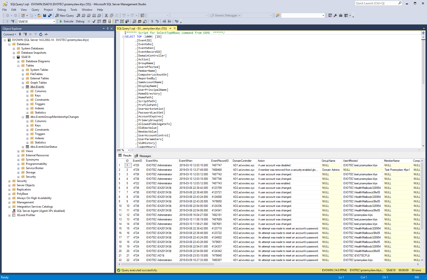 PSWinReporting SQL