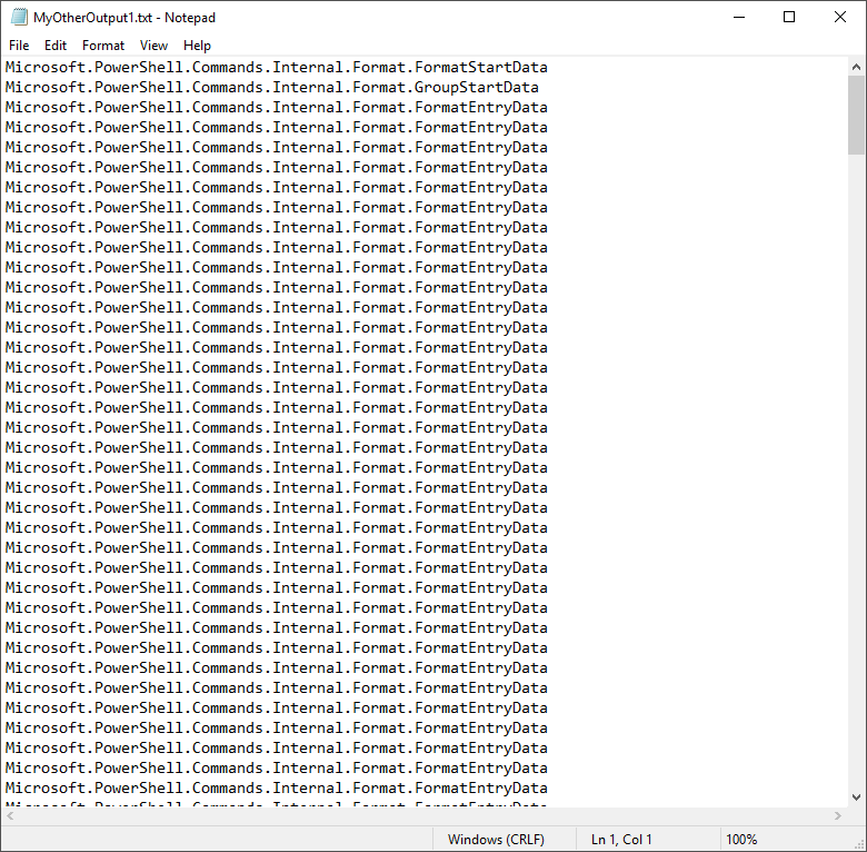 Text file output produced by piping Format-Table into Set-Content