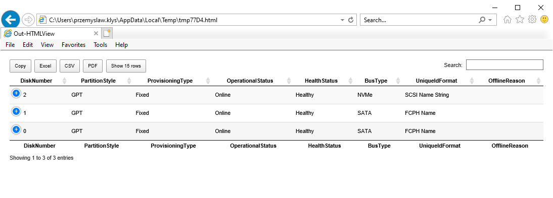 Internet Explorer prompt to allow blocked content for the local HTML report