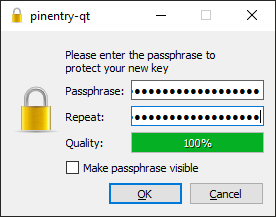 Password prompt for protecting the generated GPG key