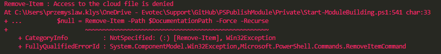 PowerShell Remove-Item error stating access to the cloud file is denied