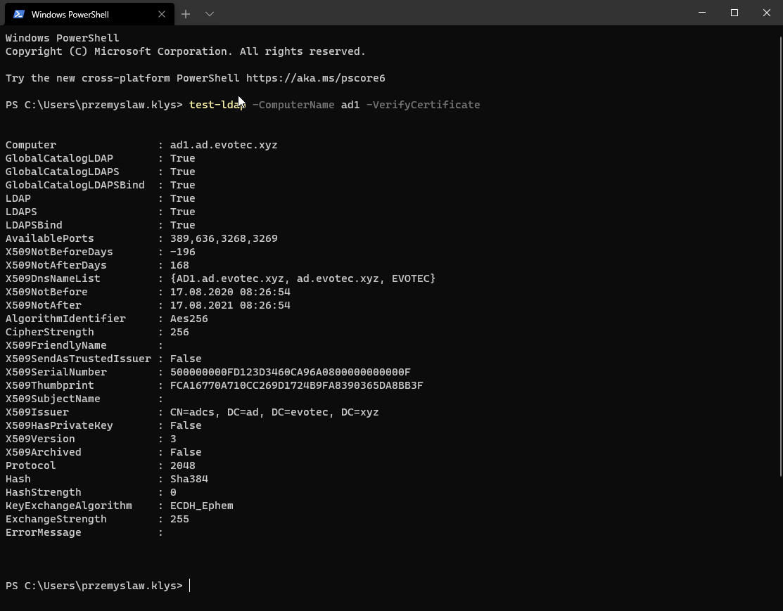 PowerShell LDAP query using ComputerName against a selected domain controller