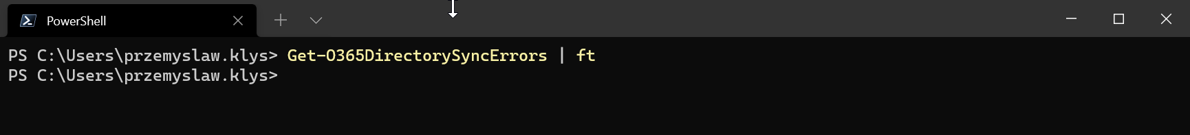 Empty PowerShell result from Get-O365DirectorySyncErrors