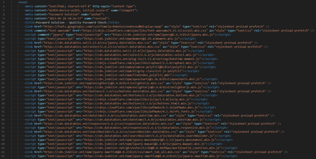 HTML source referencing CDN links when the ONLINE switch is enabled